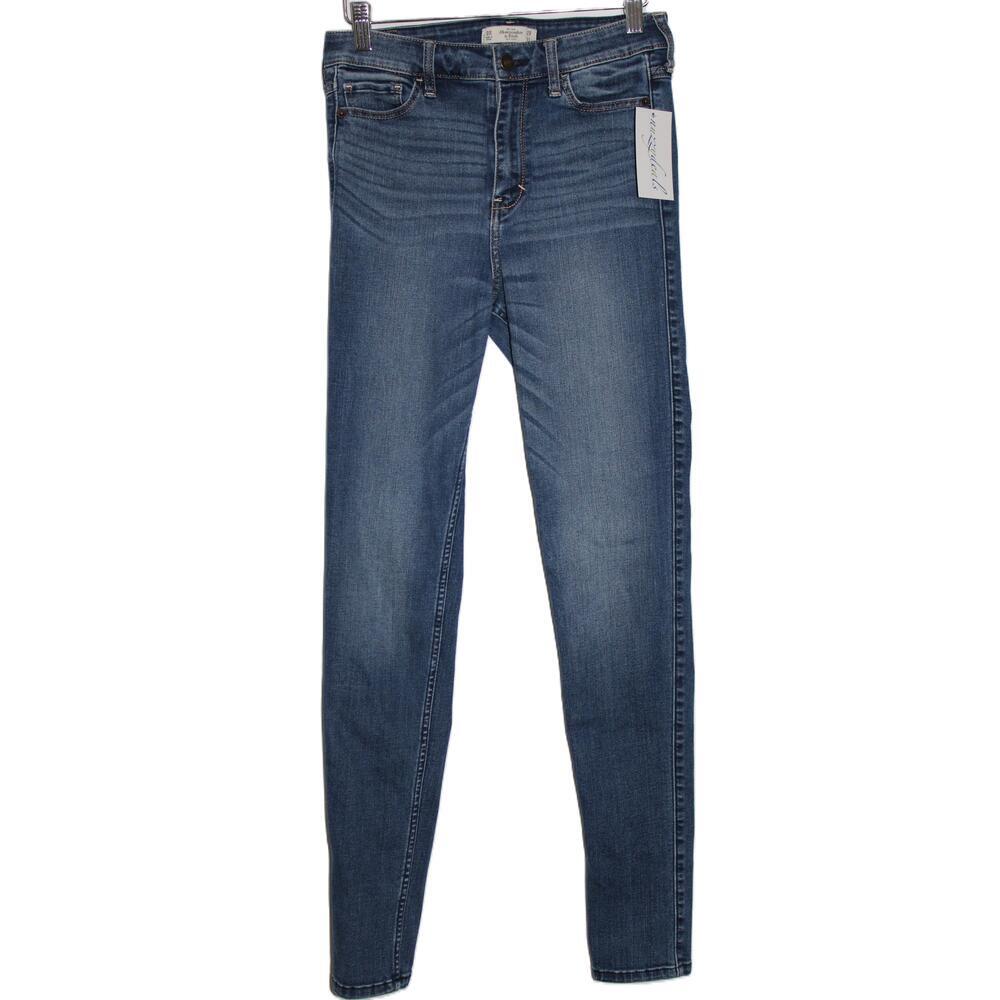 Womens Abercrombie & Fitch Blue Denim Cotton Skinny Jeans, Size 8, W 29 x L 31